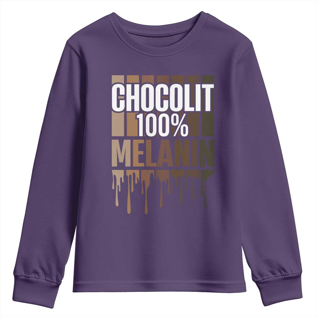 Funny Chocolit 100% Youth Sweatshirt Melanin Black Pride African American
