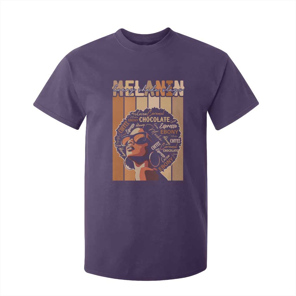 Melanin Every Shade Slays T Shirt For Kid Melanin Black Afro Queen African American Pride