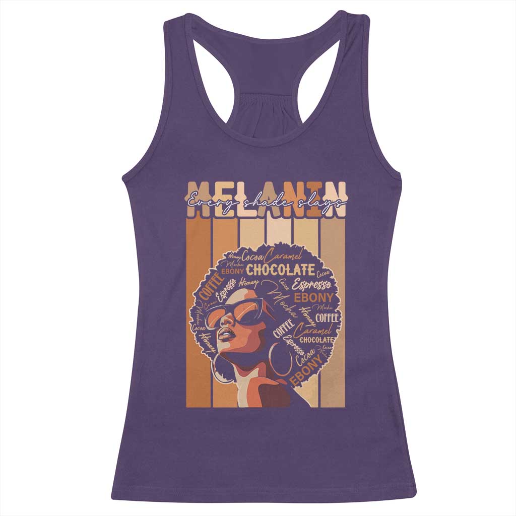 Melanin Every Shade Slays Racerback Tank Top Melanin Black Afro Queen African American Pride