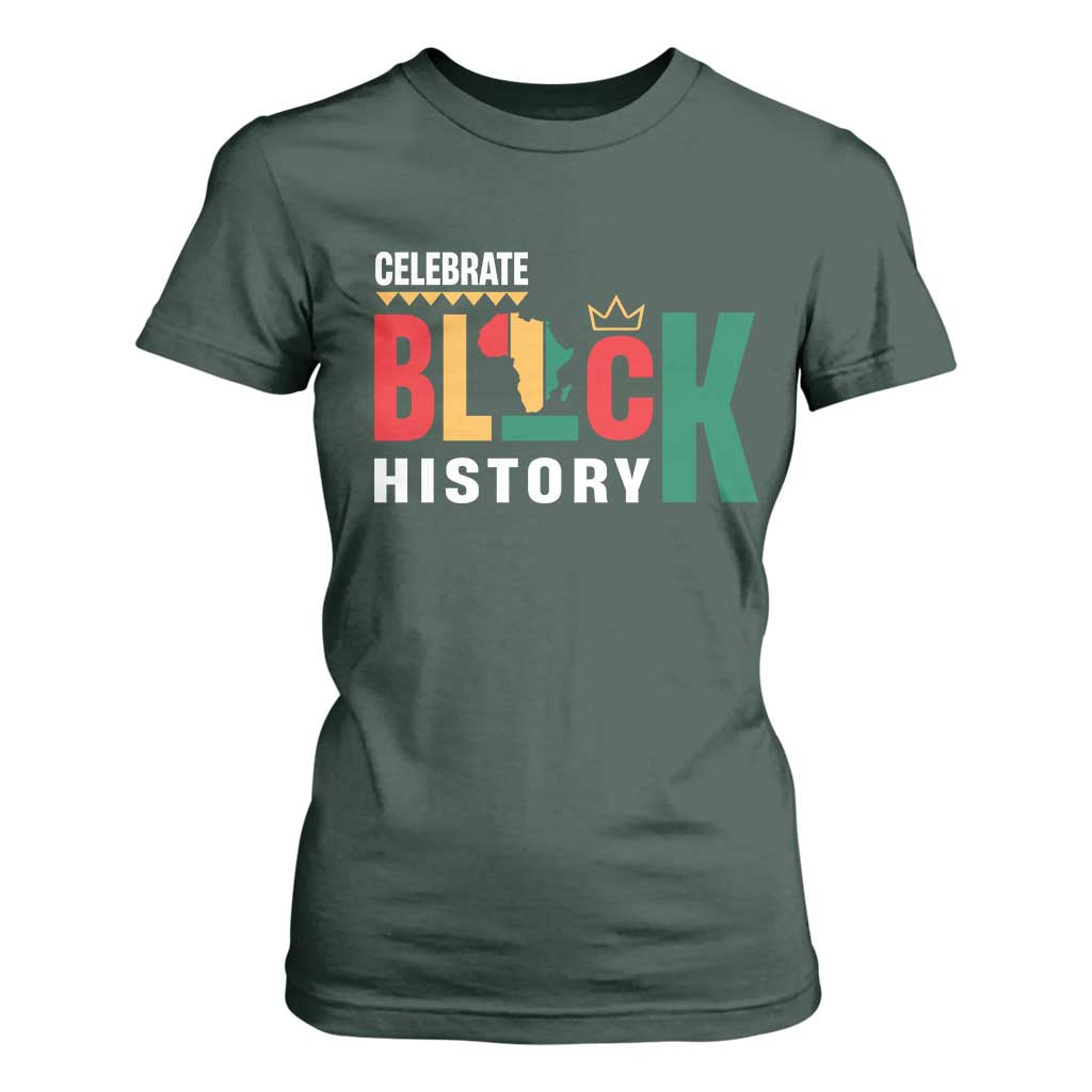 Celebrate Black History Month T Shirt For Women African American History Africa Map