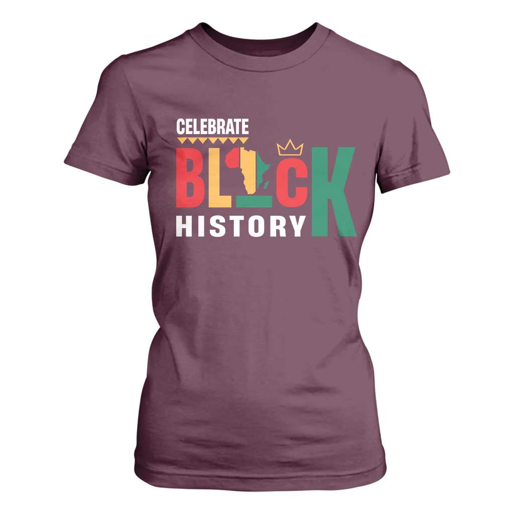 Celebrate Black History Month T Shirt For Women African American History Africa Map