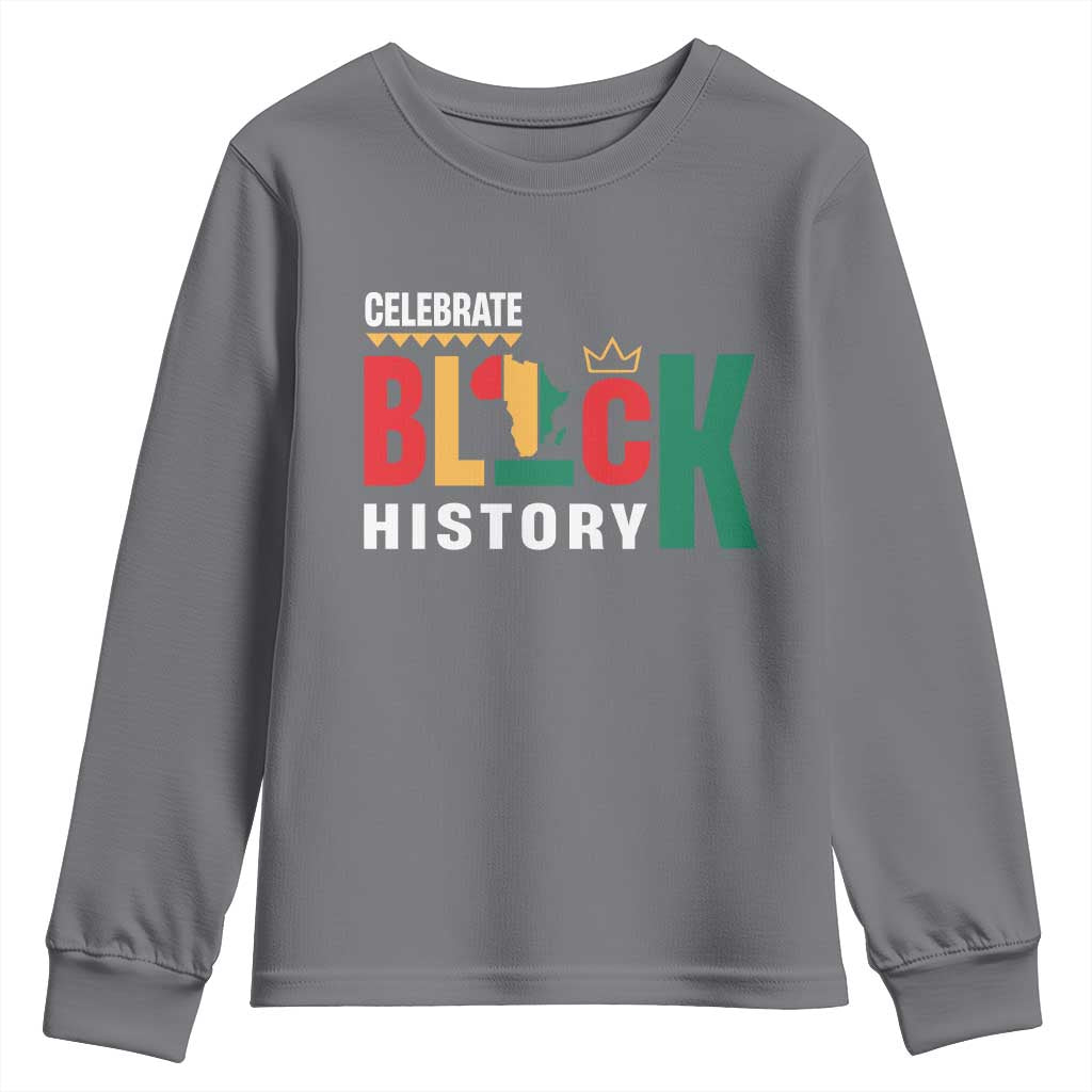 Celebrate Black History Month Youth Sweatshirt African American History Africa Map