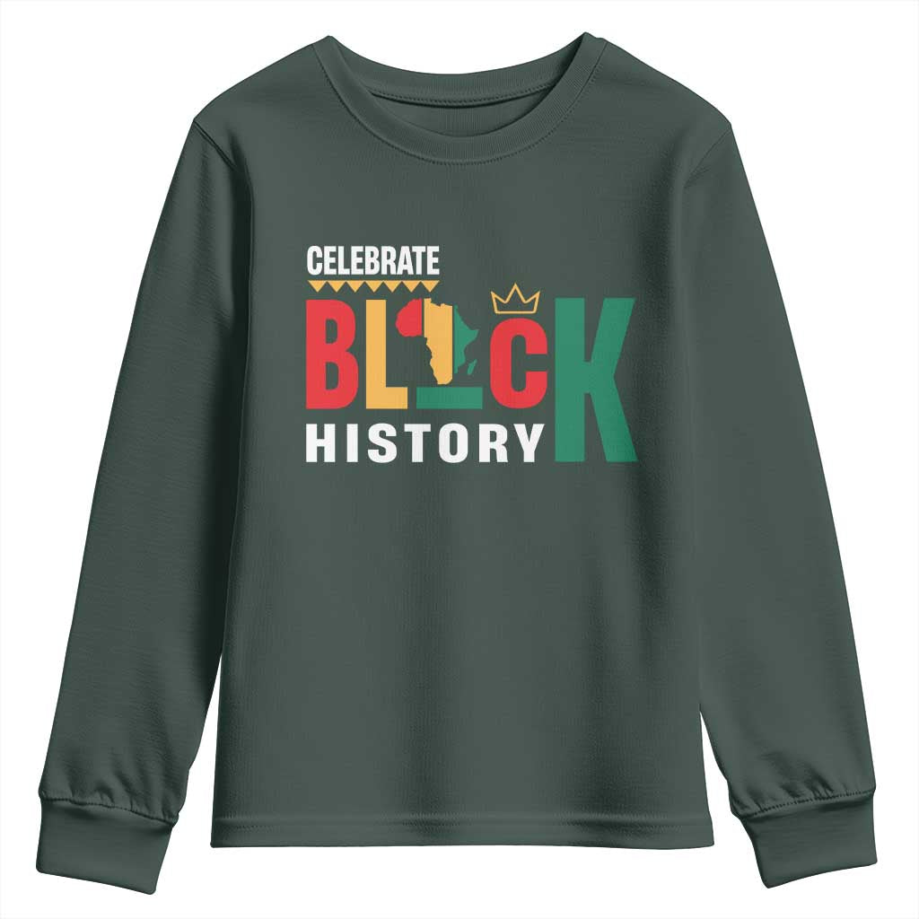 Celebrate Black History Month Youth Sweatshirt African American History Africa Map