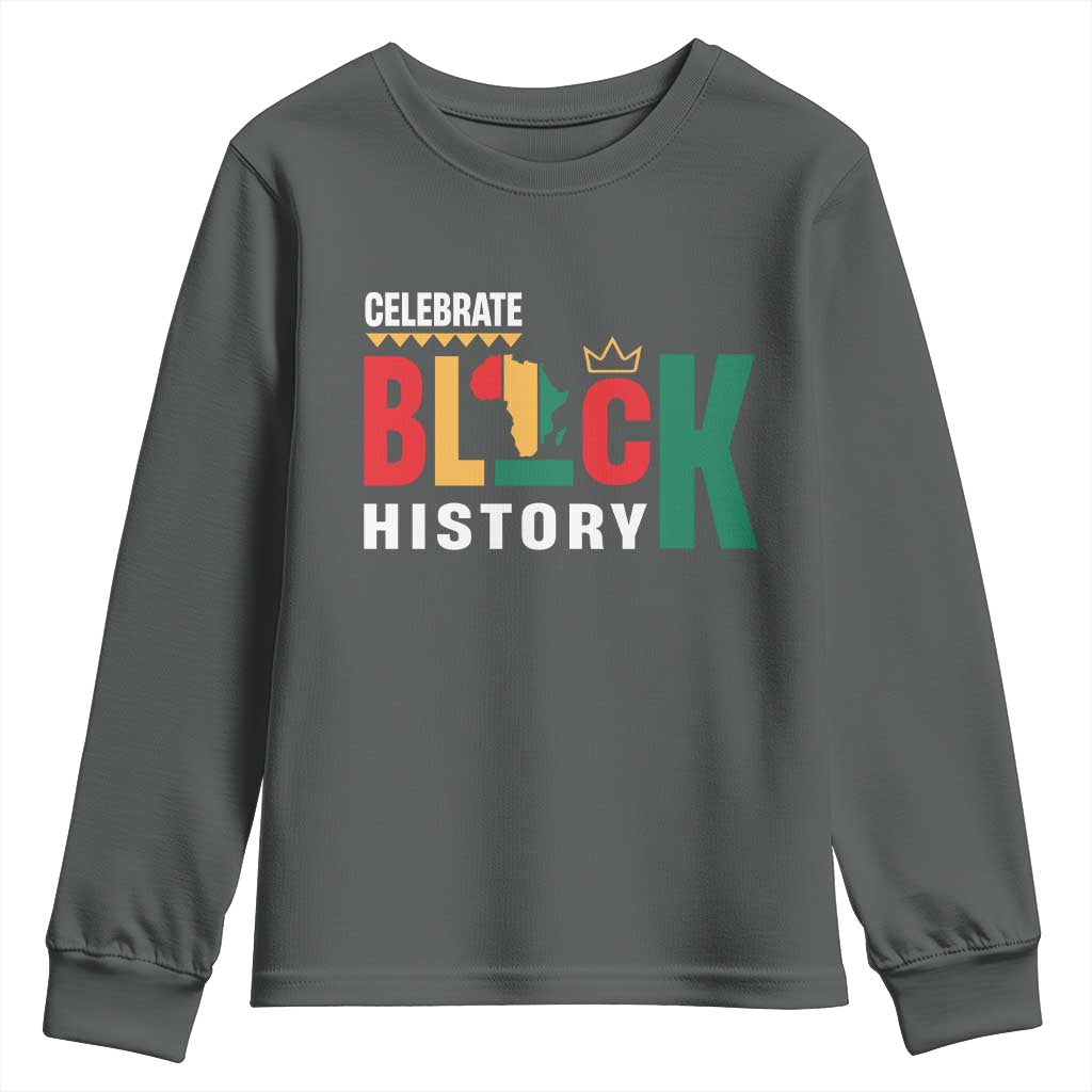 Celebrate Black History Month Youth Sweatshirt African American History Africa Map