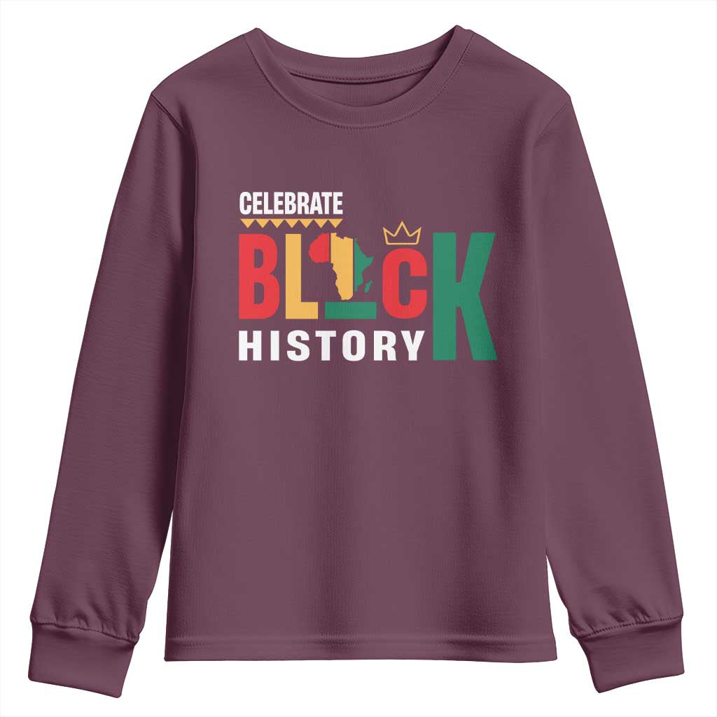 Celebrate Black History Month Youth Sweatshirt African American History Africa Map