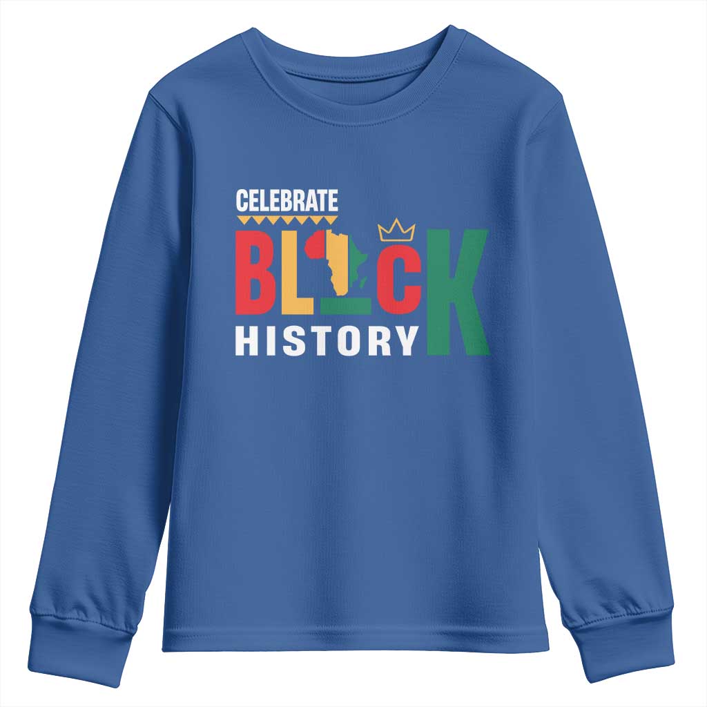Celebrate Black History Month Youth Sweatshirt African American History Africa Map