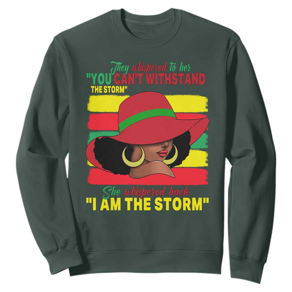 Proud Black African American Sweatshirt They Whispered To Her You Can't Withstand The Storm Black History Month