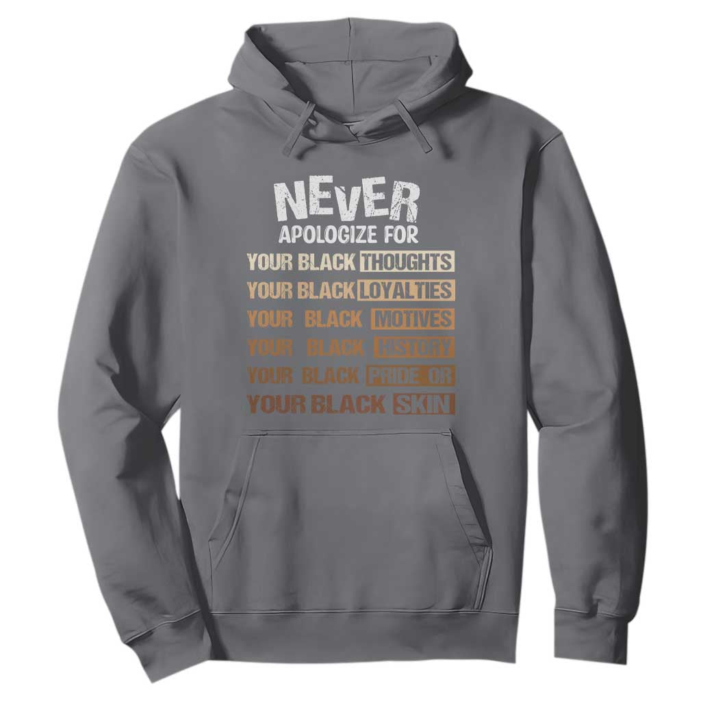 Never Apologize For Your Black Thoughts Loyalties Motives History Pride Or Skin Hoodie Pride African American Black History Month