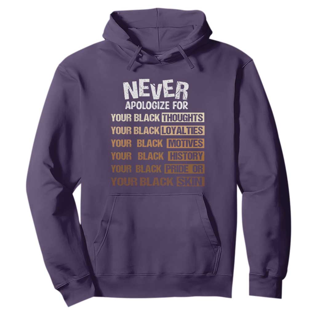 Never Apologize For Your Black Thoughts Loyalties Motives History Pride Or Skin Hoodie Pride African American Black History Month