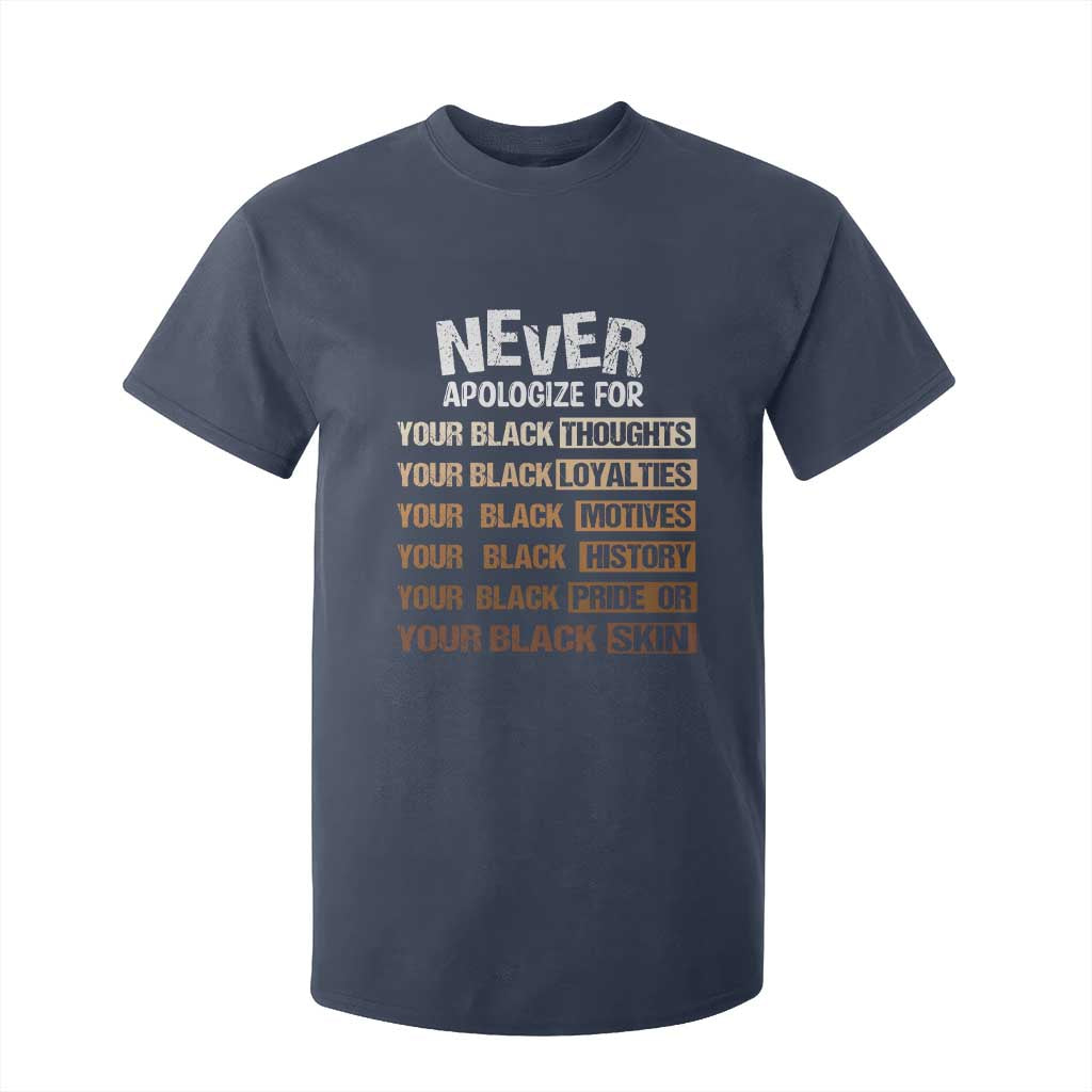 Never Apologize For Your Black Thoughts Loyalties Motives History Pride Or Skin T Shirt For Kid Pride African American Black History Month
