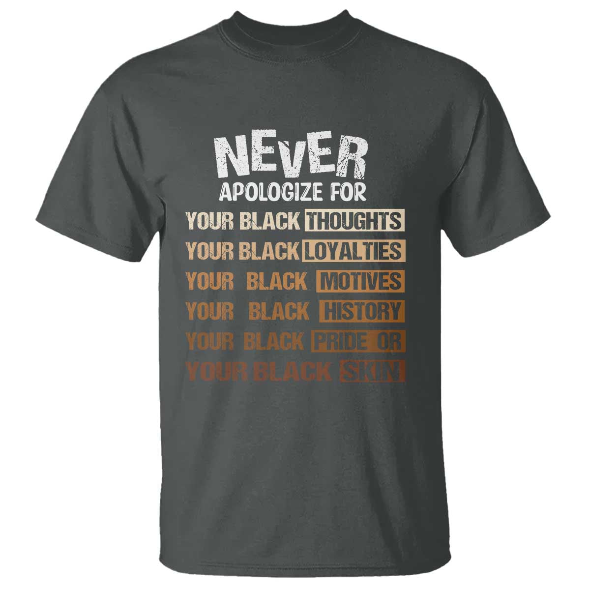 Never Apologize For Your Black Thoughts Loyalties Motives History Pride Or Skin T Shirt Pride African American Black History Month