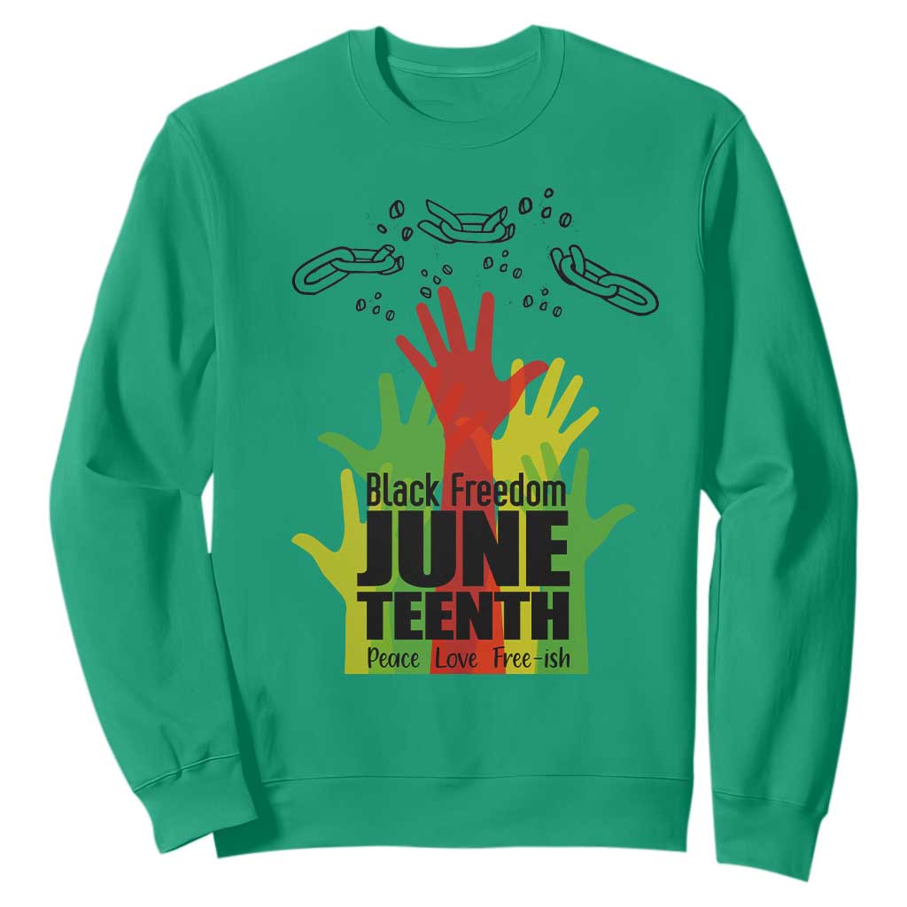 Juneteenth 1865 Sweatshirt Black Freedom Juneteenth Peace Love Free - ish Breaking Every Chain