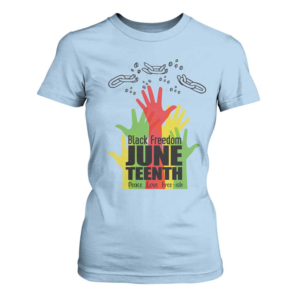 Juneteenth 1865 T Shirt For Women Black Freedom Juneteenth Peace Love Free - ish Breaking Every Chain