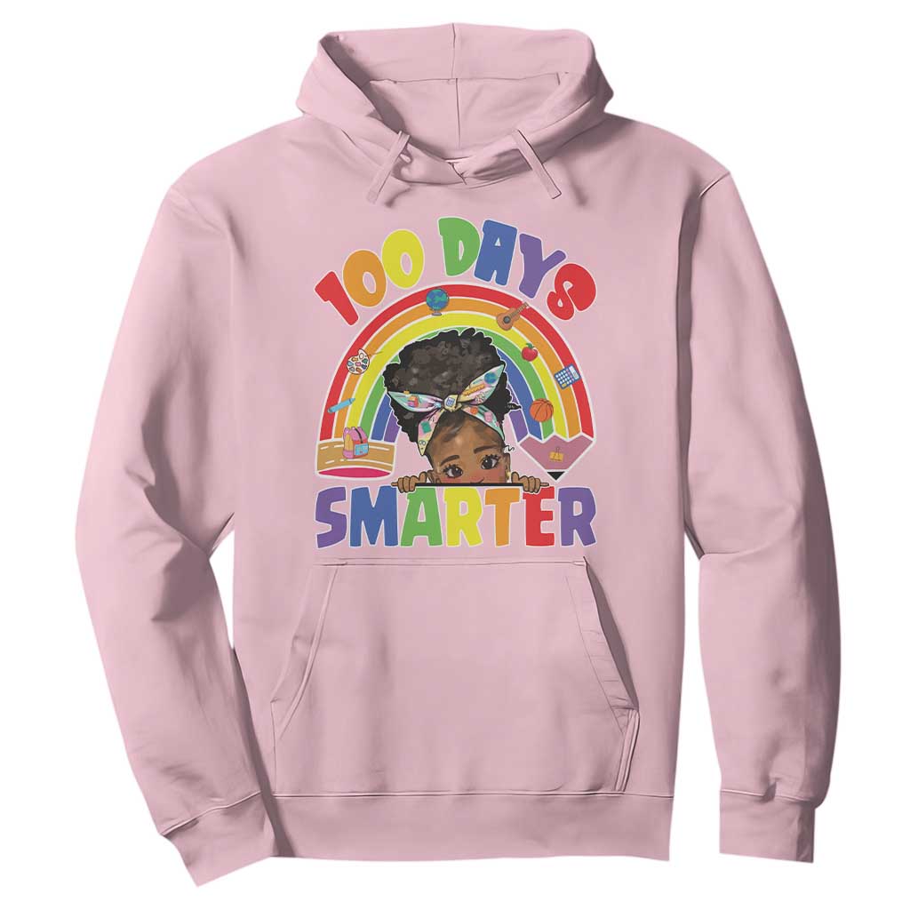 Funny 100 Days Smarter Afro African American Girl Hoodie 100th Day Of School