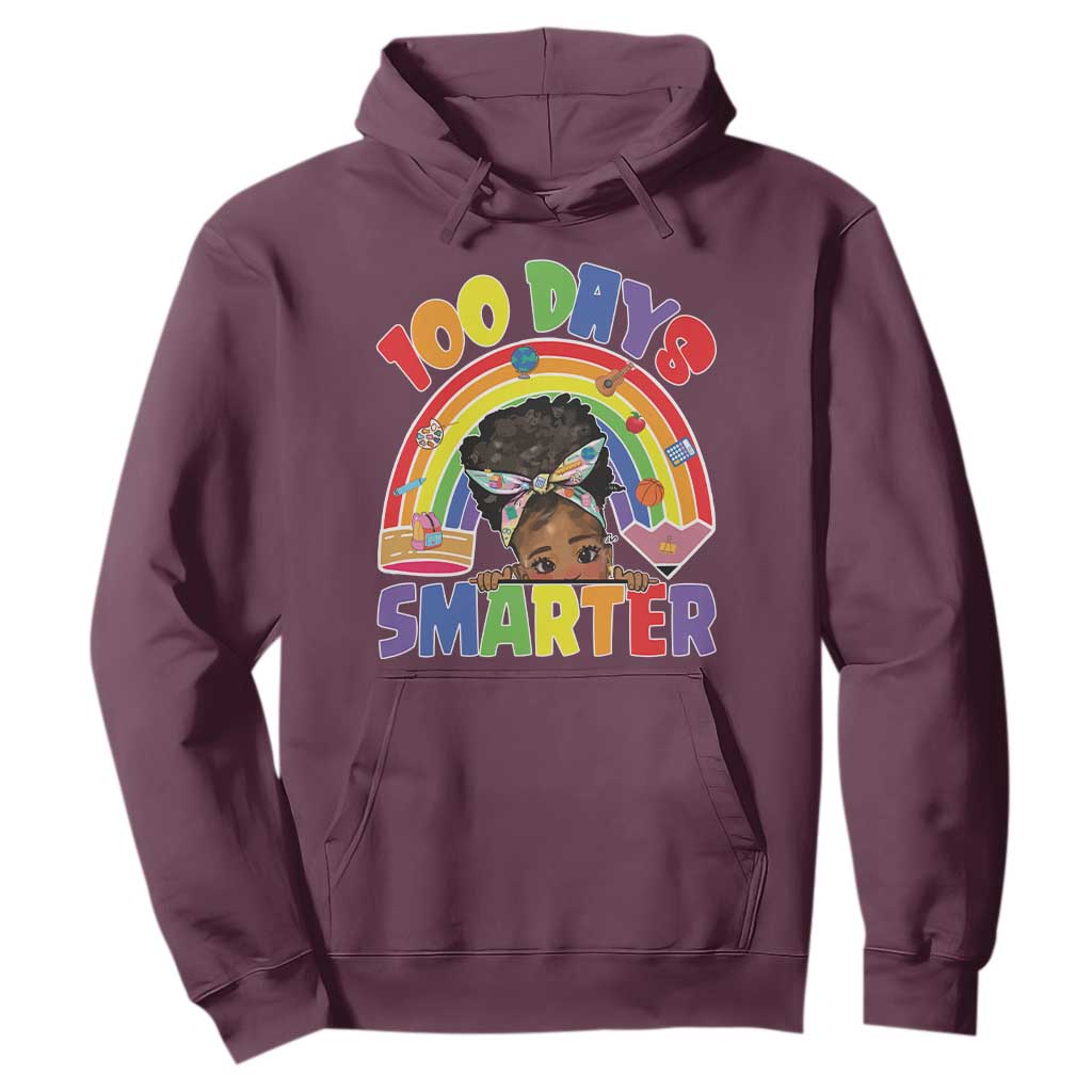 Funny 100 Days Smarter Afro African American Girl Hoodie 100th Day Of School