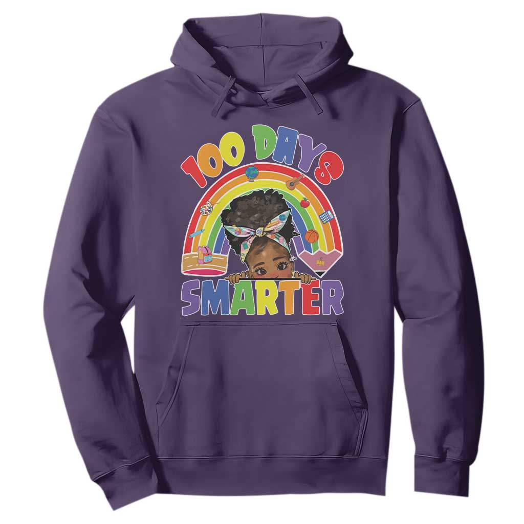 Funny 100 Days Smarter Afro African American Girl Hoodie 100th Day Of School