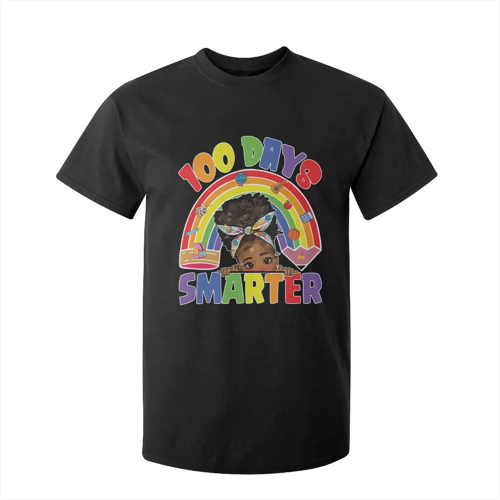 Funny 100 Days Smarter Afro African American Girl T Shirt For Kid 100th Day Of School