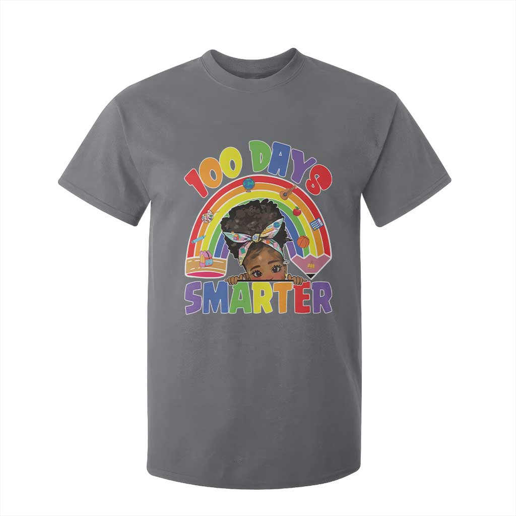 Funny 100 Days Smarter Afro African American Girl T Shirt For Kid 100th Day Of School