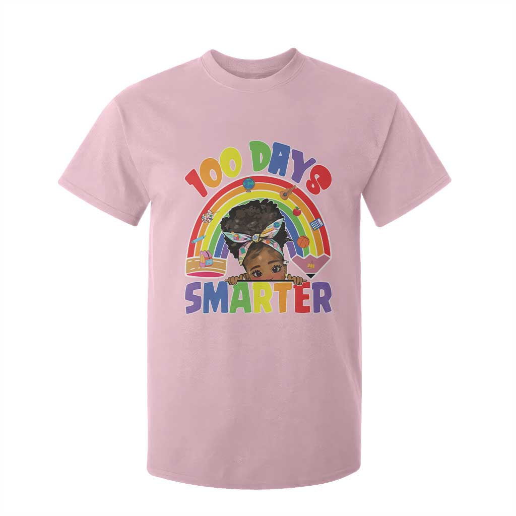 Funny 100 Days Smarter Afro African American Girl T Shirt For Kid 100th Day Of School