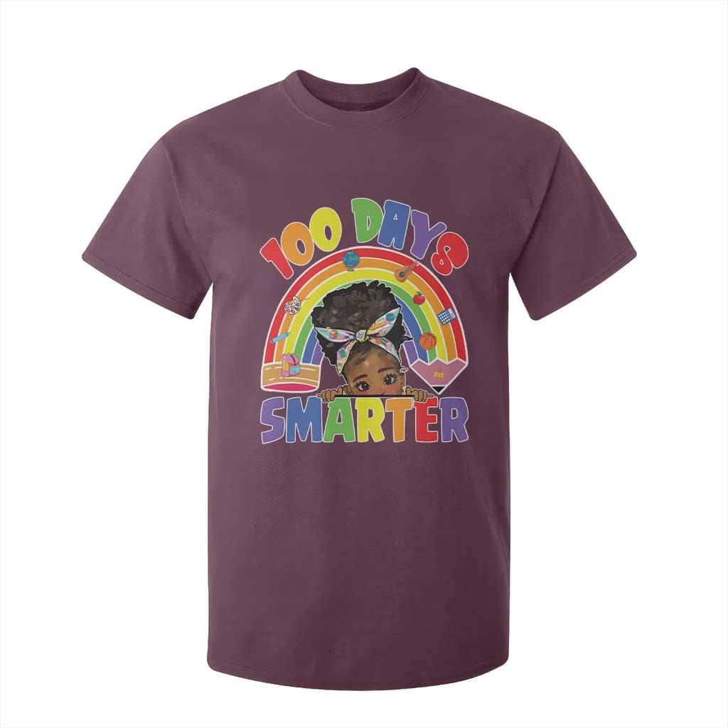 Funny 100 Days Smarter Afro African American Girl T Shirt For Kid 100th Day Of School