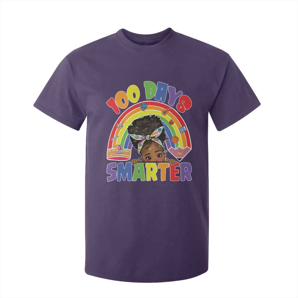 Funny 100 Days Smarter Afro African American Girl T Shirt For Kid 100th Day Of School