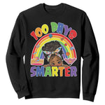 Funny 100 Days Smarter Afro African American Girl Sweatshirt 100th Day Of School