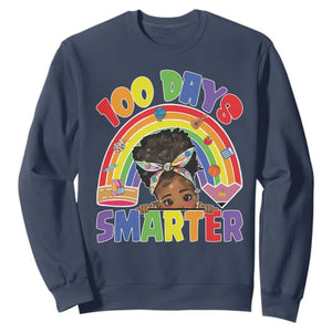 Funny 100 Days Smarter Afro African American Girl Sweatshirt 100th Day Of School