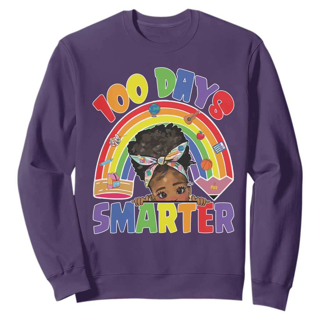 Funny 100 Days Smarter Afro African American Girl Sweatshirt 100th Day Of School