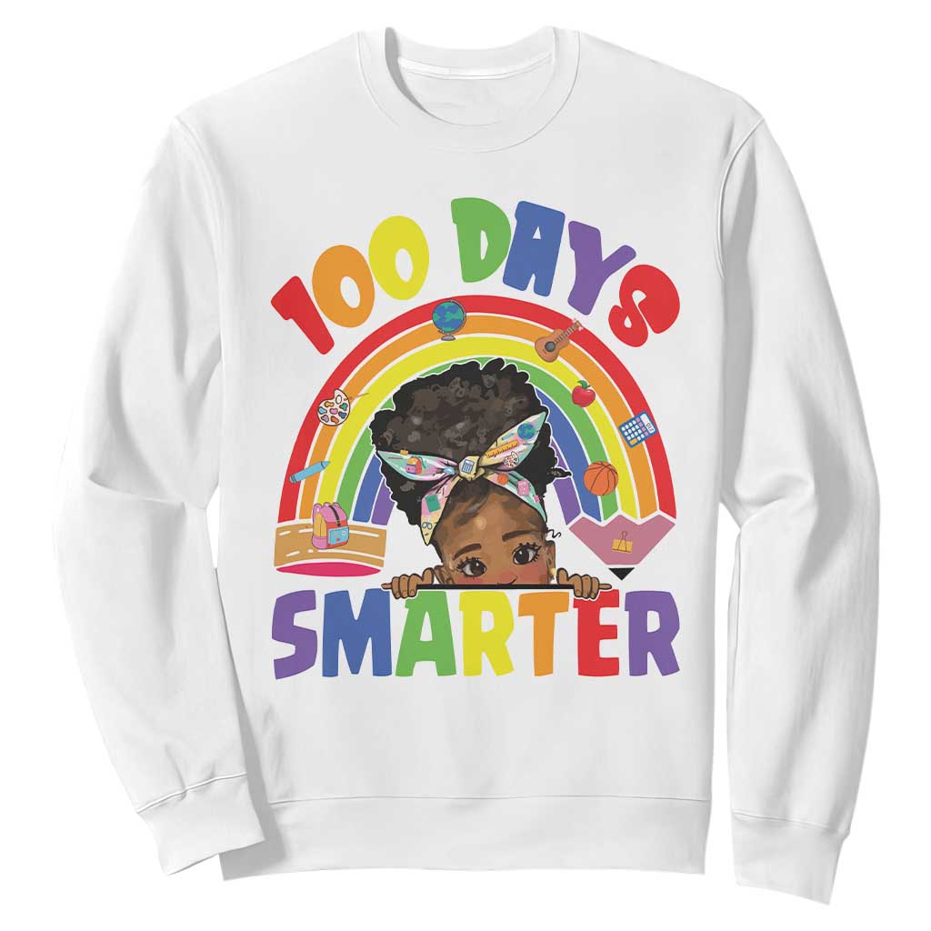 Funny 100 Days Smarter Afro African American Girl Sweatshirt 100th Day Of School