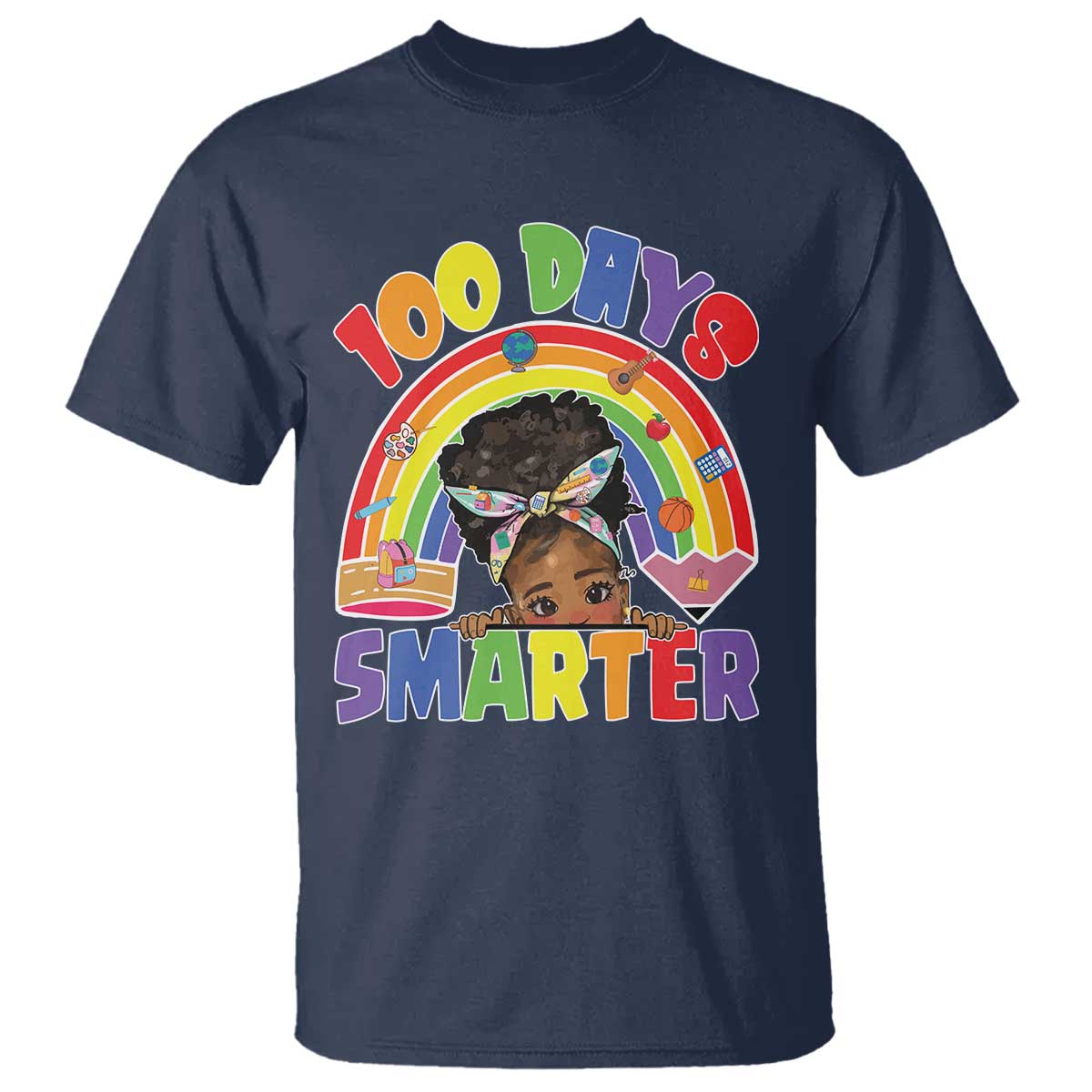 Funny 100 Days Smarter Afro African American Girl T Shirt 100th Day Of School