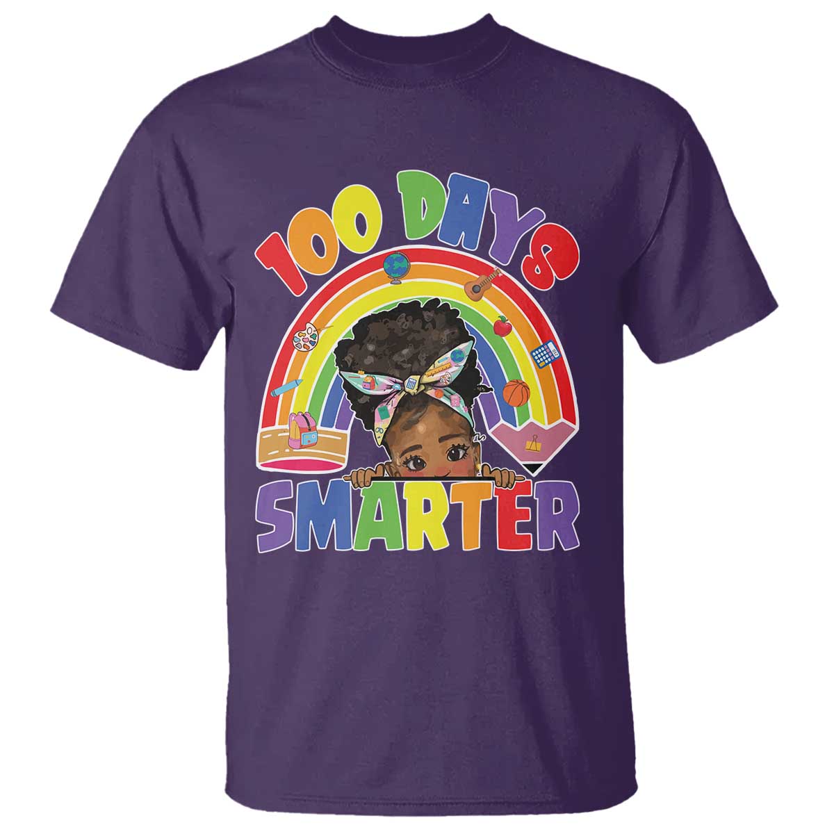 Funny 100 Days Smarter Afro African American Girl T Shirt 100th Day Of School