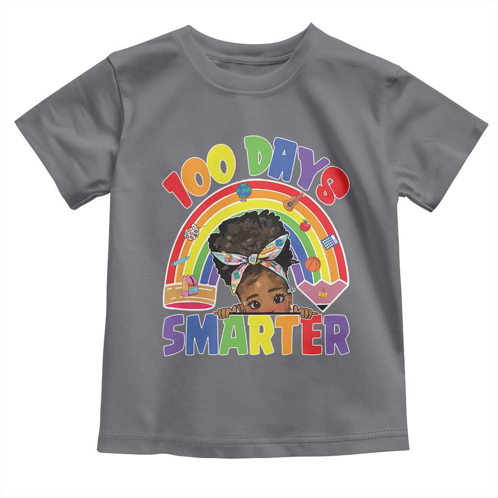 Funny 100 Days Smarter Afro African American Girl Toddler T Shirt 100th Day Of School