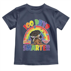 Funny 100 Days Smarter Afro African American Girl Toddler T Shirt 100th Day Of School