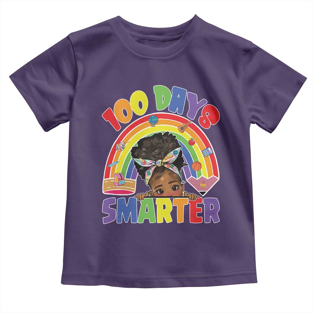 Funny 100 Days Smarter Afro African American Girl Toddler T Shirt 100th Day Of School