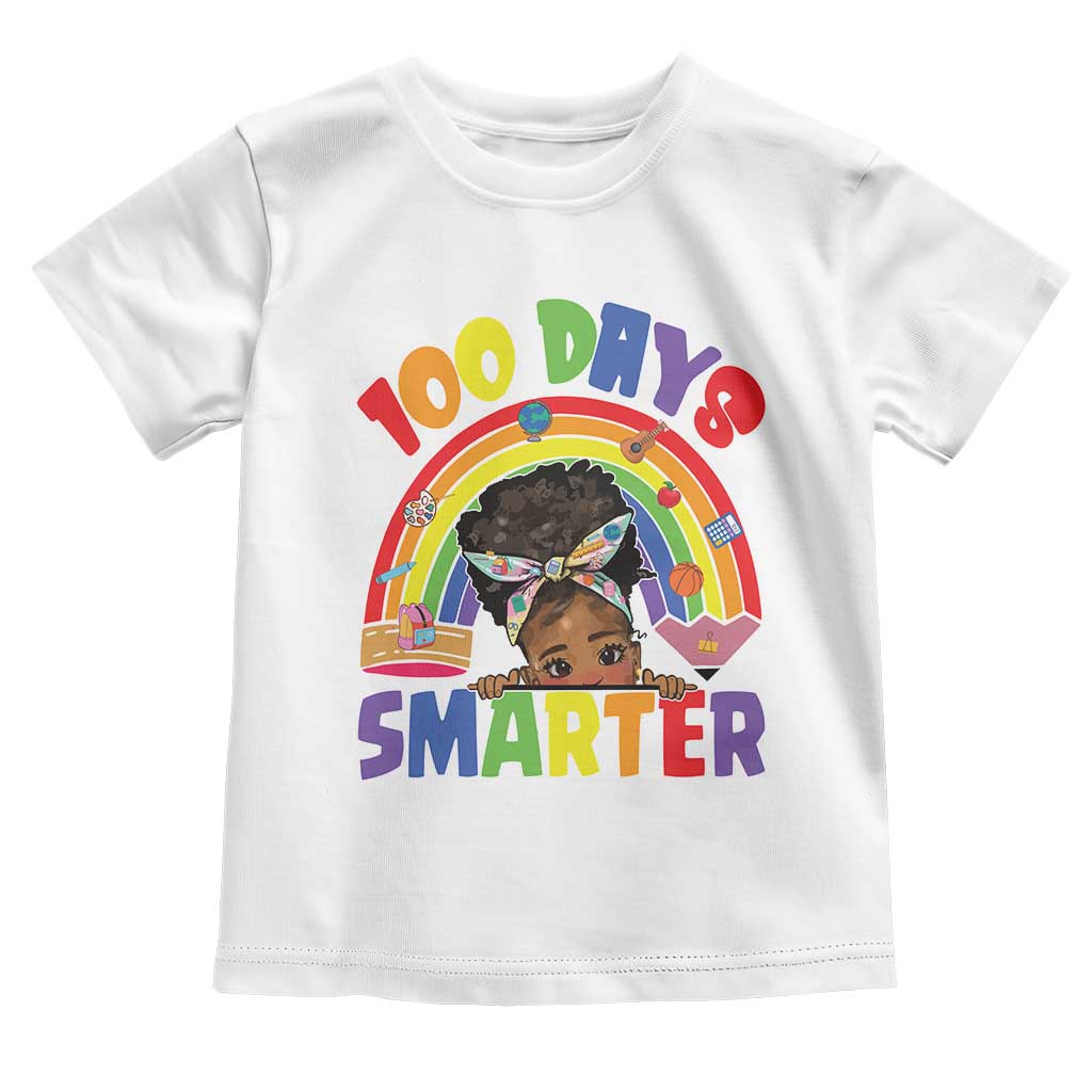 Funny 100 Days Smarter Afro African American Girl Toddler T Shirt 100th Day Of School