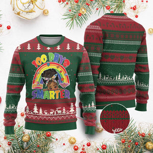 Funny 100 Days Smarter Afro African American Girl Ugly Christmas Sweater 100th Day Of School