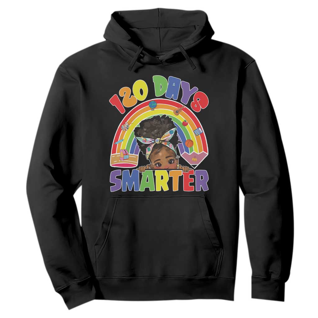 Funny 120 Days Smarter Afro African American Girl Hoodie 120th Day Of School