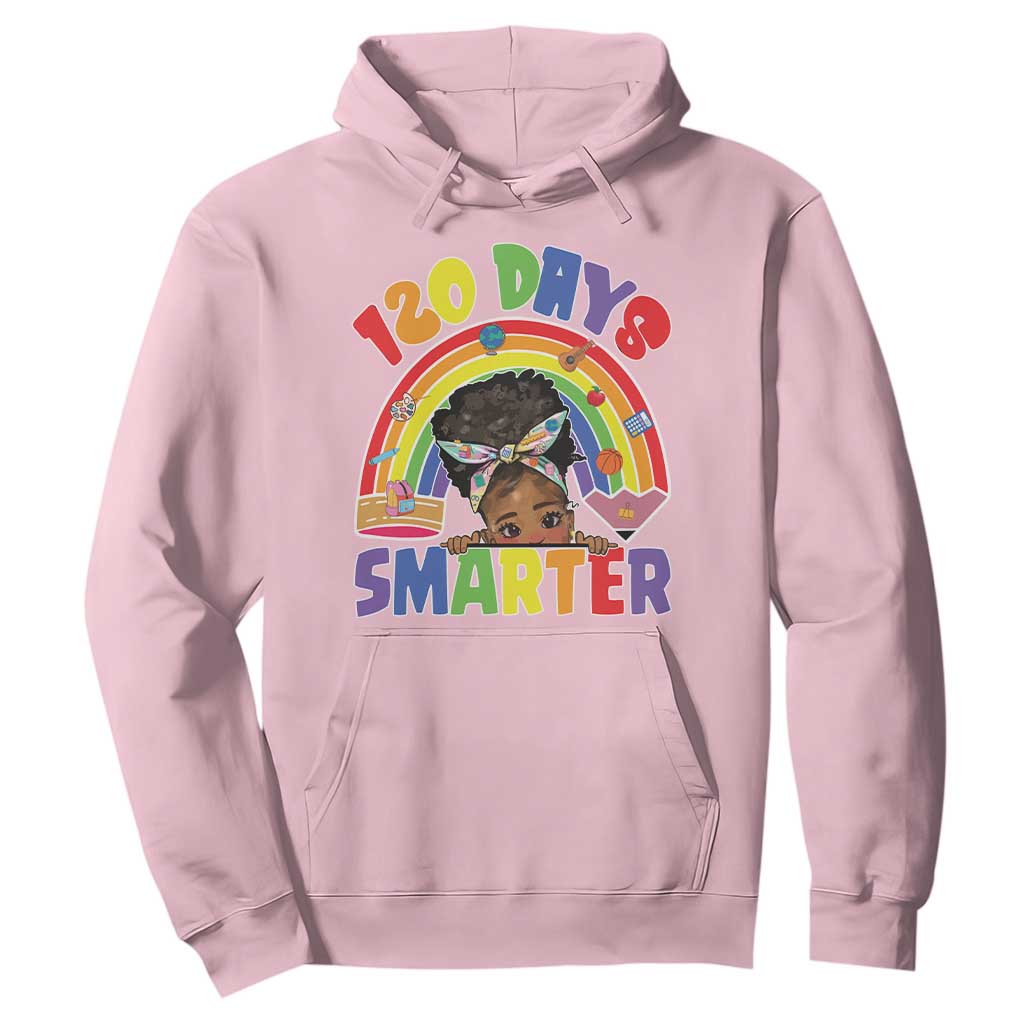Funny 120 Days Smarter Afro African American Girl Hoodie 120th Day Of School