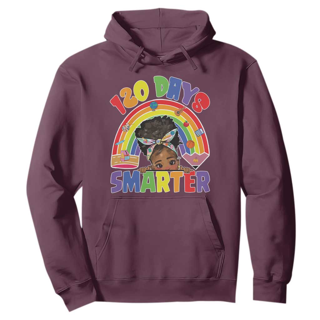 Funny 120 Days Smarter Afro African American Girl Hoodie 120th Day Of School