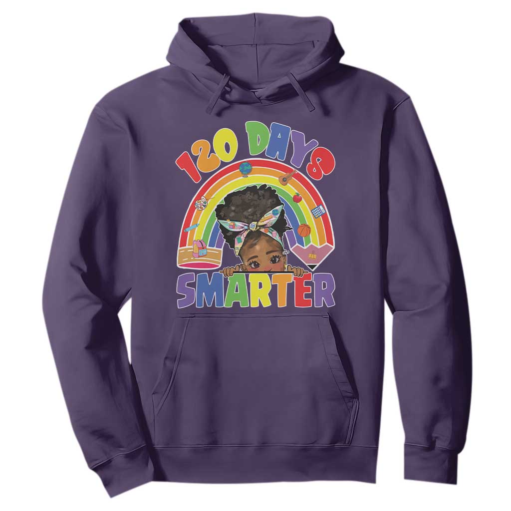 Funny 120 Days Smarter Afro African American Girl Hoodie 120th Day Of School