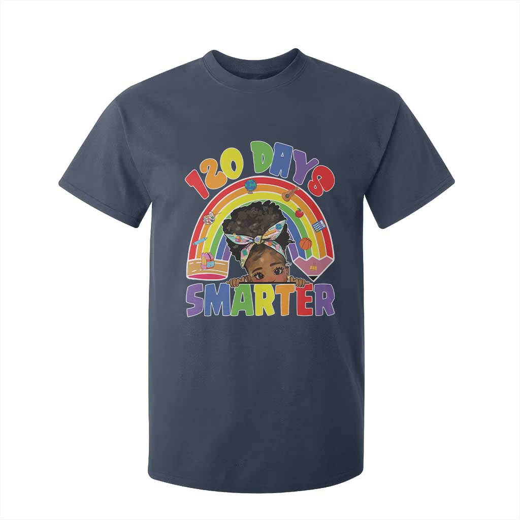 Funny 120 Days Smarter Afro African American Girl T Shirt For Kid 120th Day Of School