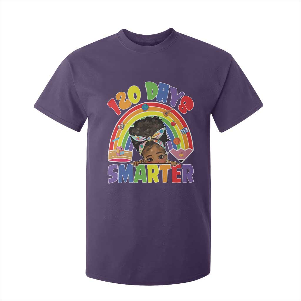 Funny 120 Days Smarter Afro African American Girl T Shirt For Kid 120th Day Of School