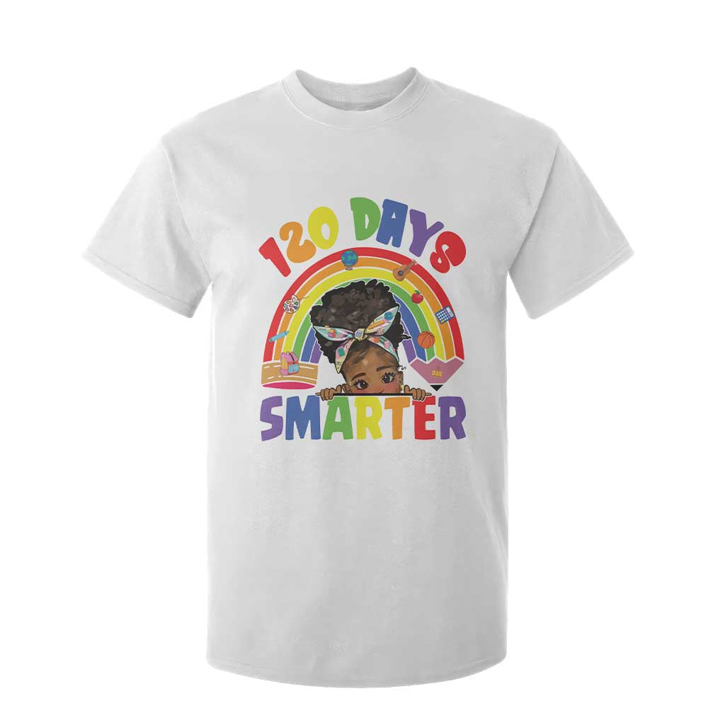 Funny 120 Days Smarter Afro African American Girl T Shirt For Kid 120th Day Of School