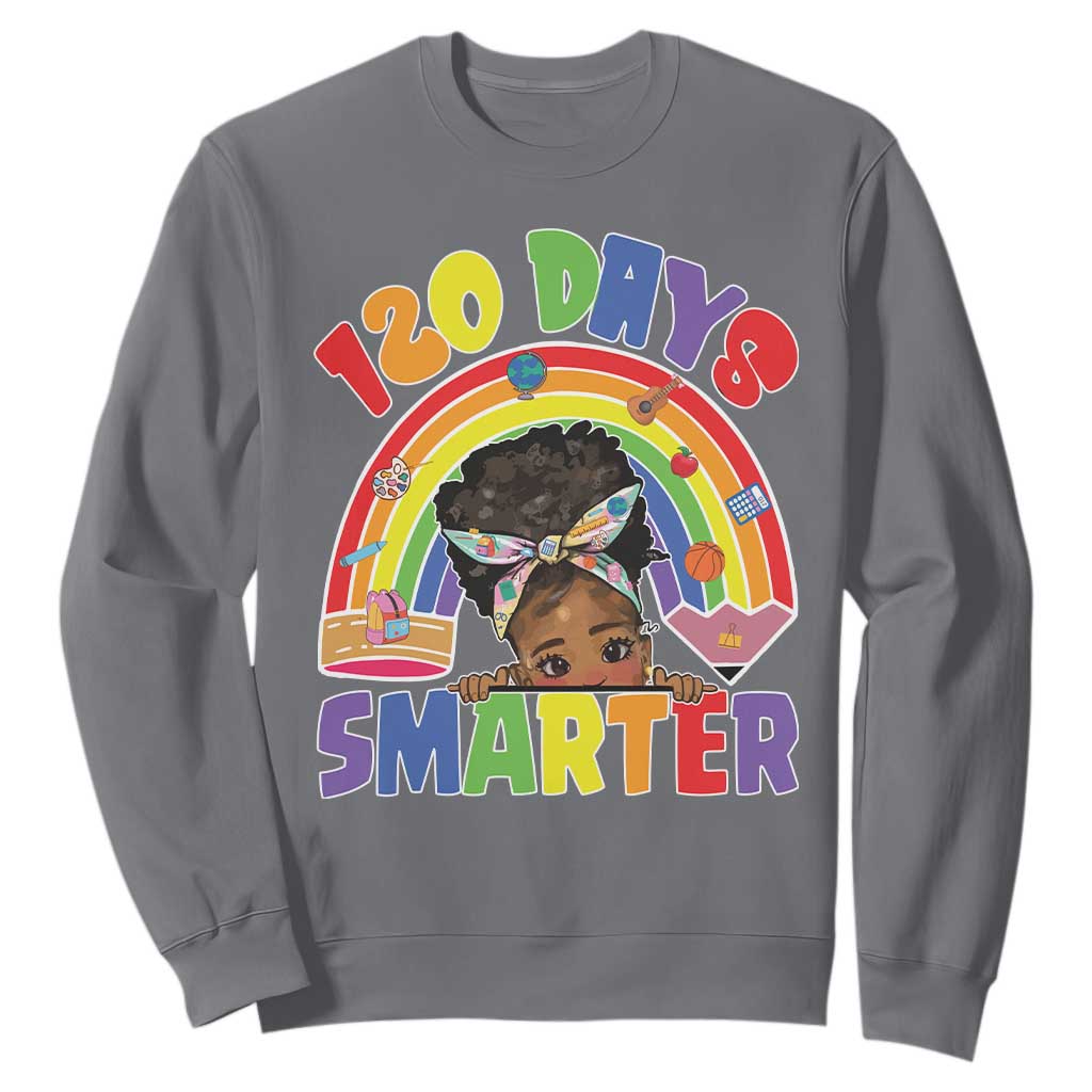 Funny 120 Days Smarter Afro African American Girl Sweatshirt 120th Day Of School