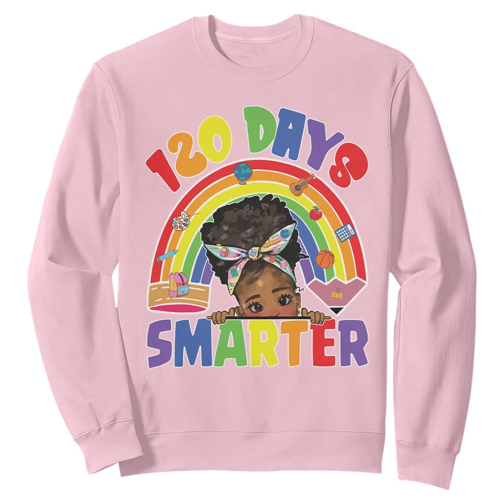 Funny 120 Days Smarter Afro African American Girl Sweatshirt 120th Day Of School