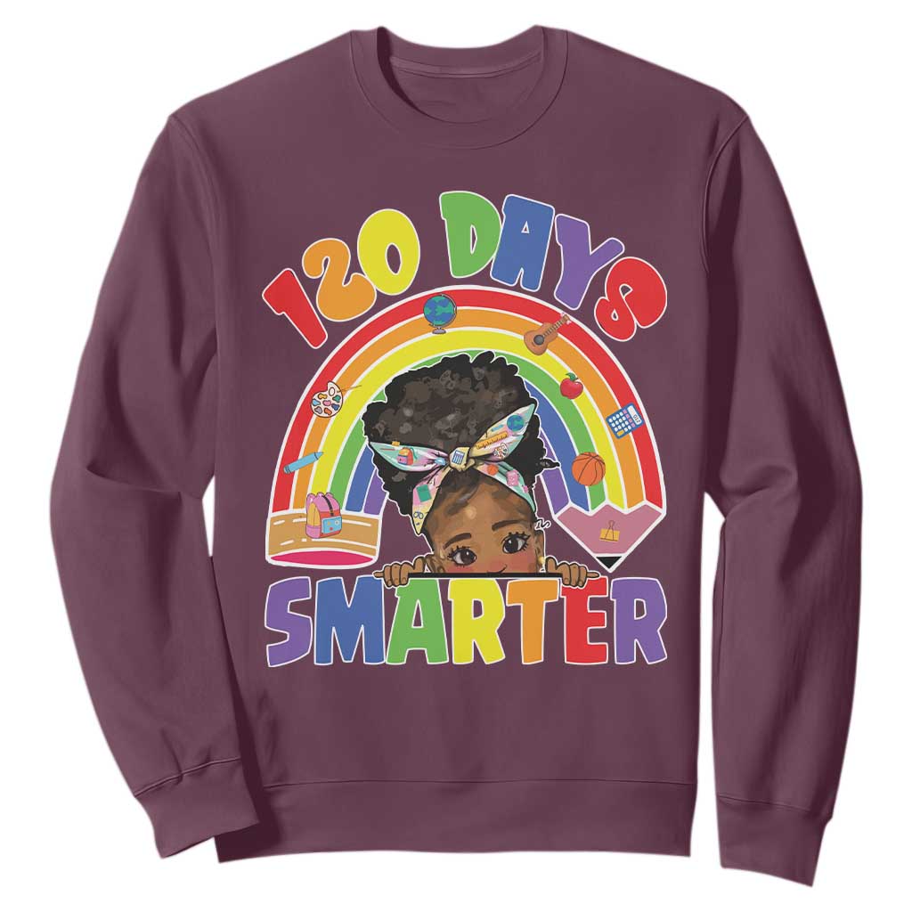 Funny 120 Days Smarter Afro African American Girl Sweatshirt 120th Day Of School
