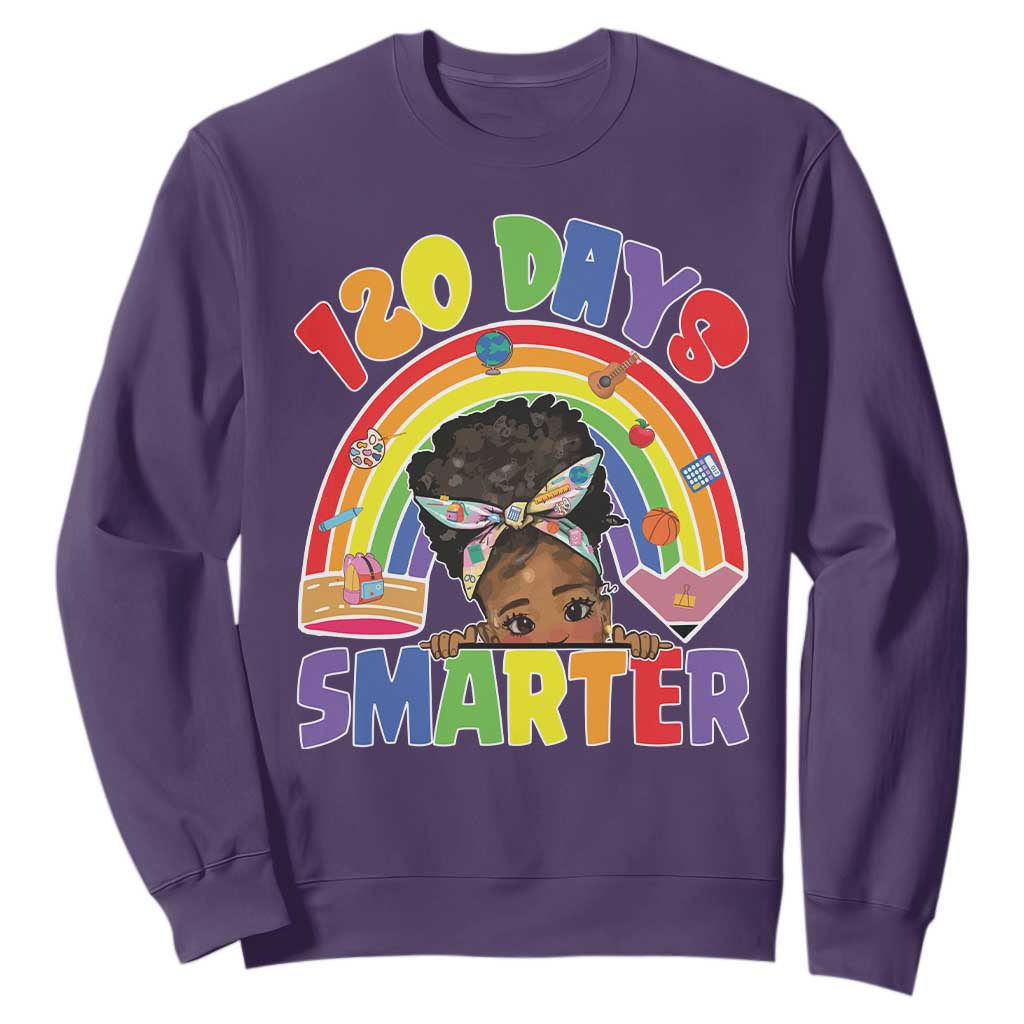 Funny 120 Days Smarter Afro African American Girl Sweatshirt 120th Day Of School