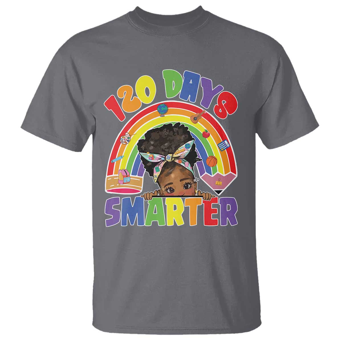 Funny 120 Days Smarter Afro African American Girl T Shirt 120th Day Of School