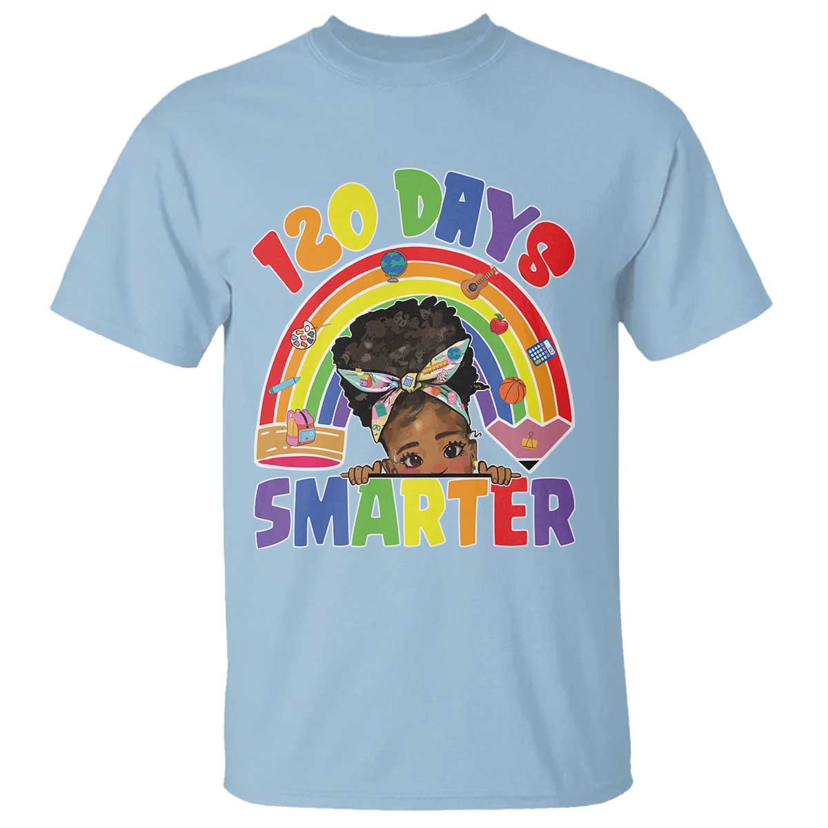 Funny 120 Days Smarter Afro African American Girl T Shirt 120th Day Of School