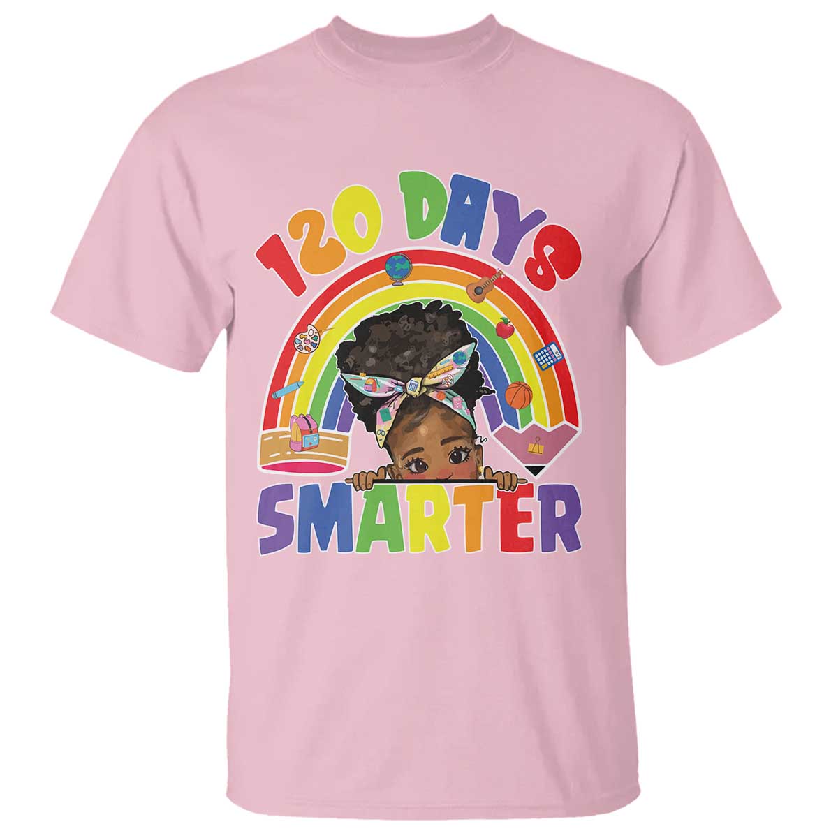 Funny 120 Days Smarter Afro African American Girl T Shirt 120th Day Of School